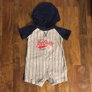 Baby Boys' Hooded Baseball Romper